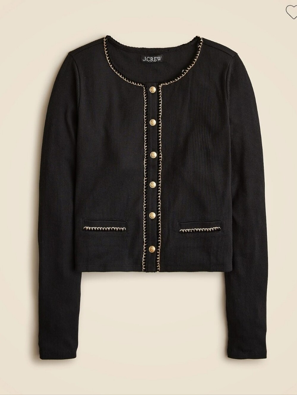 NWT J. Crew Lady Jacket With Chain Trim, XL